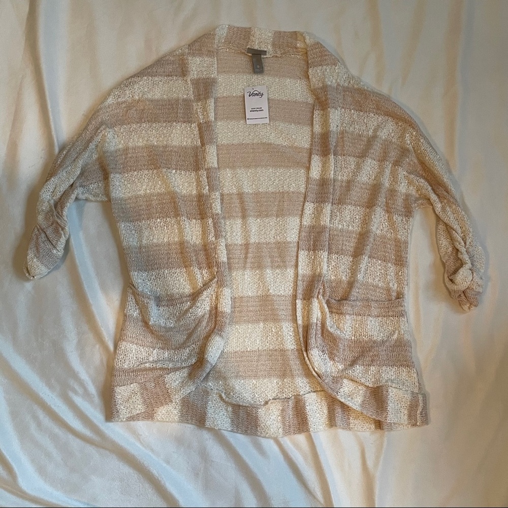 Tan and Ivory with Gold metallic shimmer Cardigan